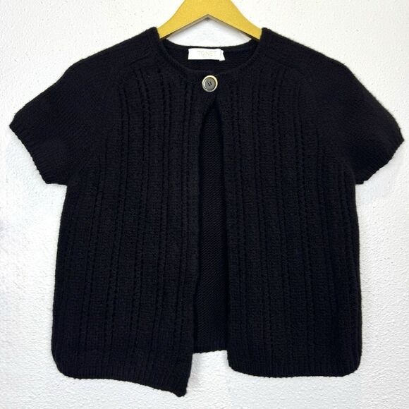 NWOT Tonet Wool Bolero Ballet Cropped Cardigan 44 Black Minimalist Preppy Y2K - Picture 1 of 6